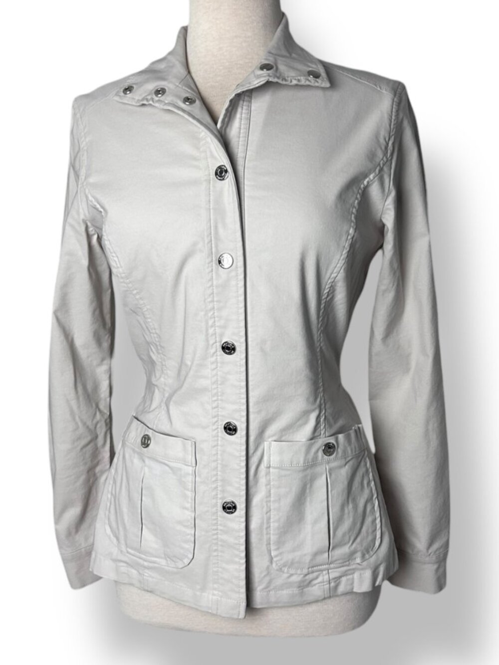 Anatomie Womens Stone Jane Saira Utility Jacket Snaps Pockets High Neck Sz XS